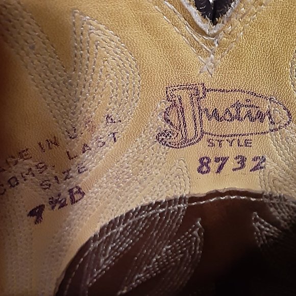 Justin Vintage Style 8732 Brown Leather Western Cowboy Boots 9.5 B main image 9